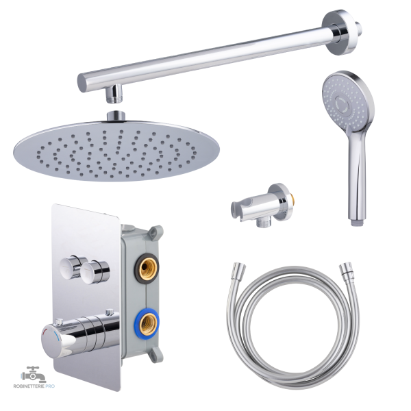 Colonne de douche encastrable thermostatique chromée - vue 82