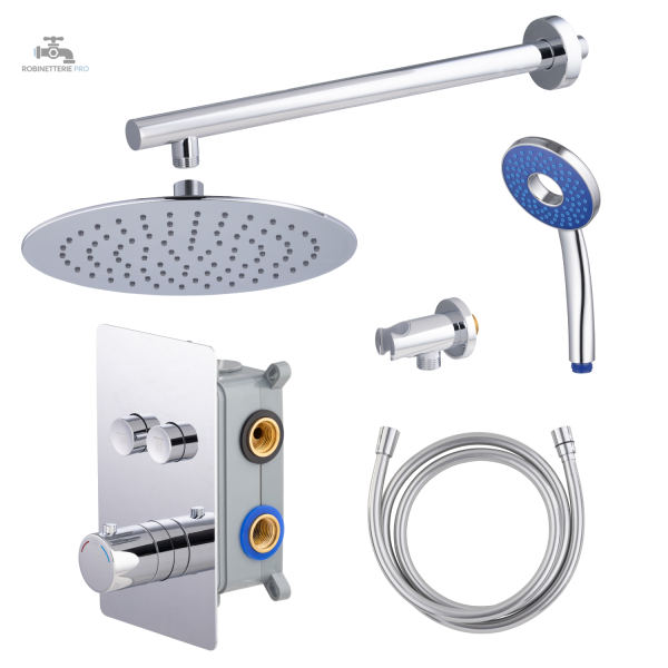 Douche moderne encastrée en finition chromée