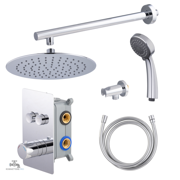Colonne de douche encastrable thermostatique chromée - vue 25