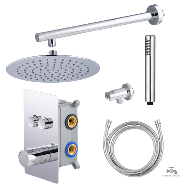 Colonne de douche encastrable thermostatique chromée - vue 36