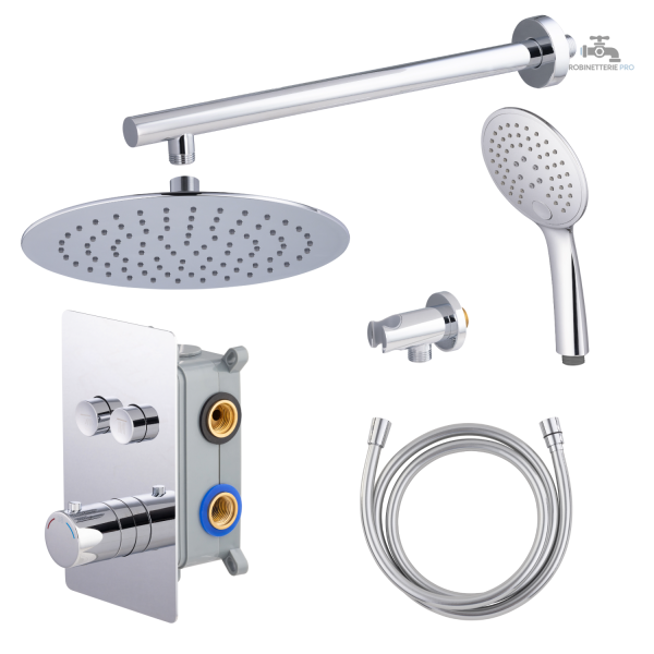 Colonne de douche encastrable thermostatique chromée - vue 52