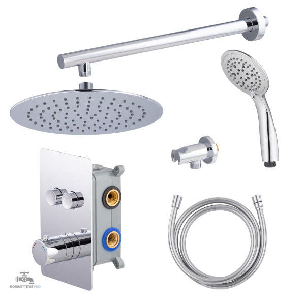 Colonne de douche encastrable thermostatique chromée - vue 70