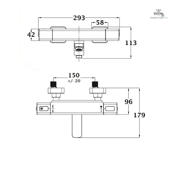 Mitigeur thermostatique CUARTO pour baignoire - vue 6