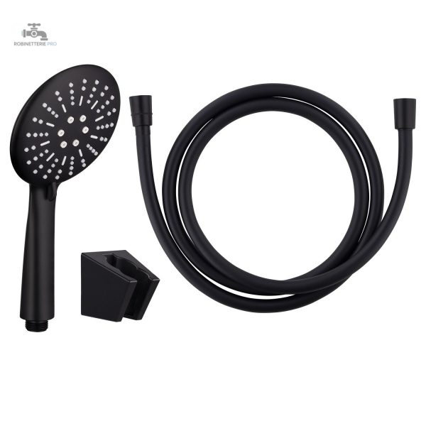 ensemble-douchette-noir-flexible-support-mural-1 Pommeau de douche MERIDA avec support mural