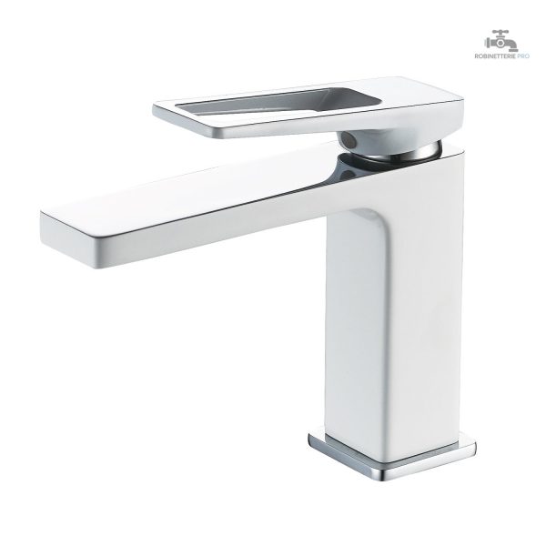 mitigeur-lavabo-chrome-blanc-orian-1 Mitigeur lavabo ORIAN bicolore élégant