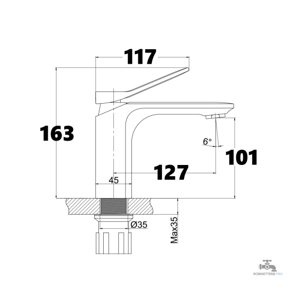 Mitigeur lavabo LIMA à hauteur ajustable