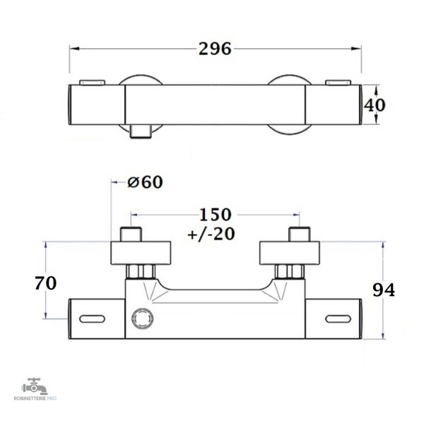 Robinetterie de douche thermostatique, finition élégante et durable
