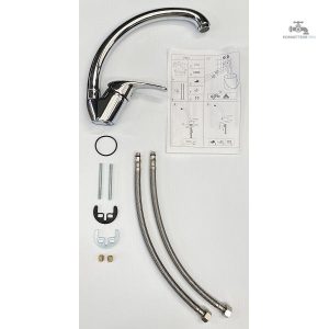 Robinet de cuisine style contemporain avec bec haut