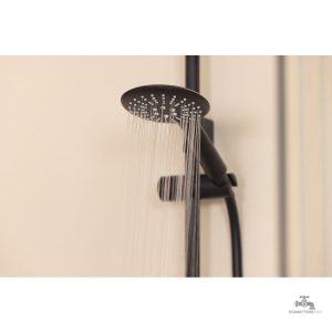 Pommeau de douche noir élégant avec trois modes de jets