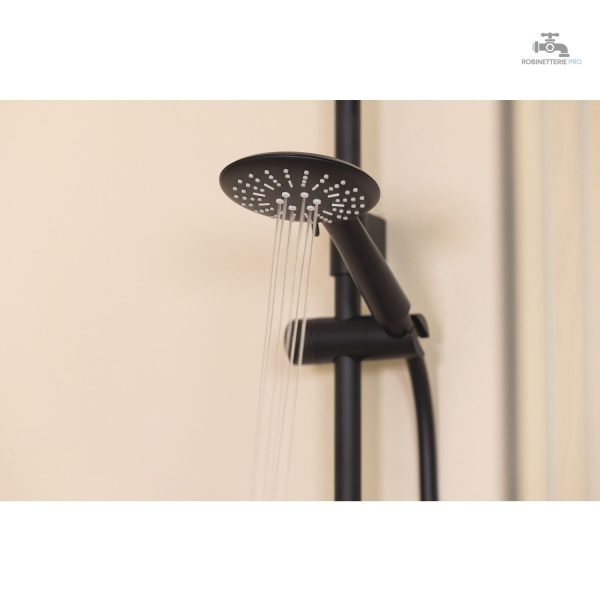 Accessoire de salle de bain : pommeau noir à trois jets