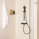 Pommeau de douche 3 jets, finition noire raffinée