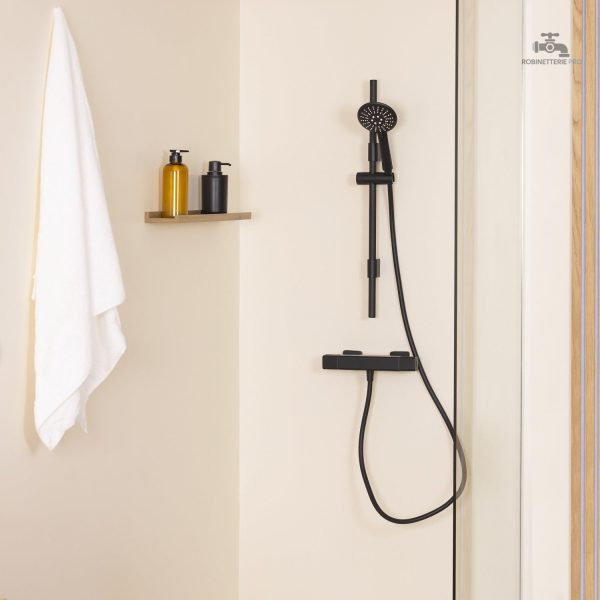 Pommeau de douche 3 jets, finition noire raffinée