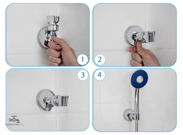 Support ventouse pour un pommeau de douche stable